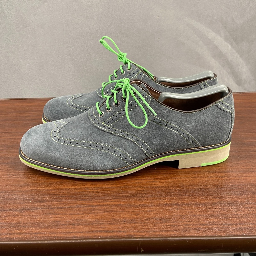 Johnston & Murphy 20-0947 Mens US 9.5 M Dress Shoes Gray Suede Wingtip Oxford